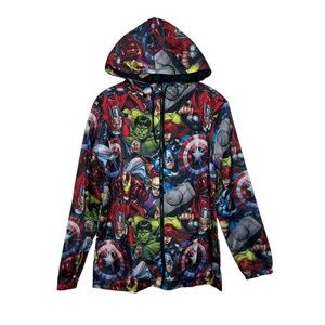 Marvel Avengers Full Zip Lightweight Windbreaker Hooded Jacket